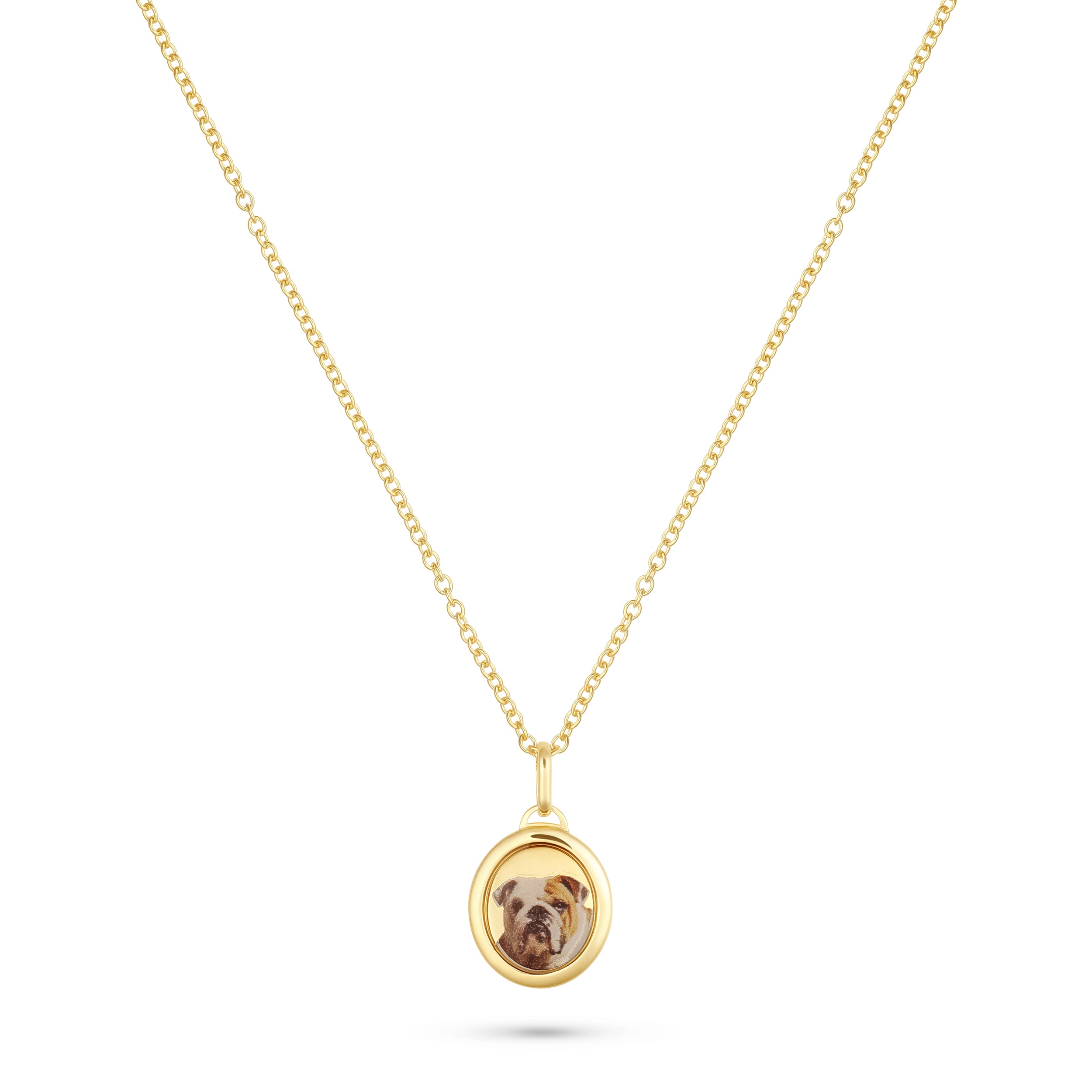 Oval Pet Face Necklace Silver