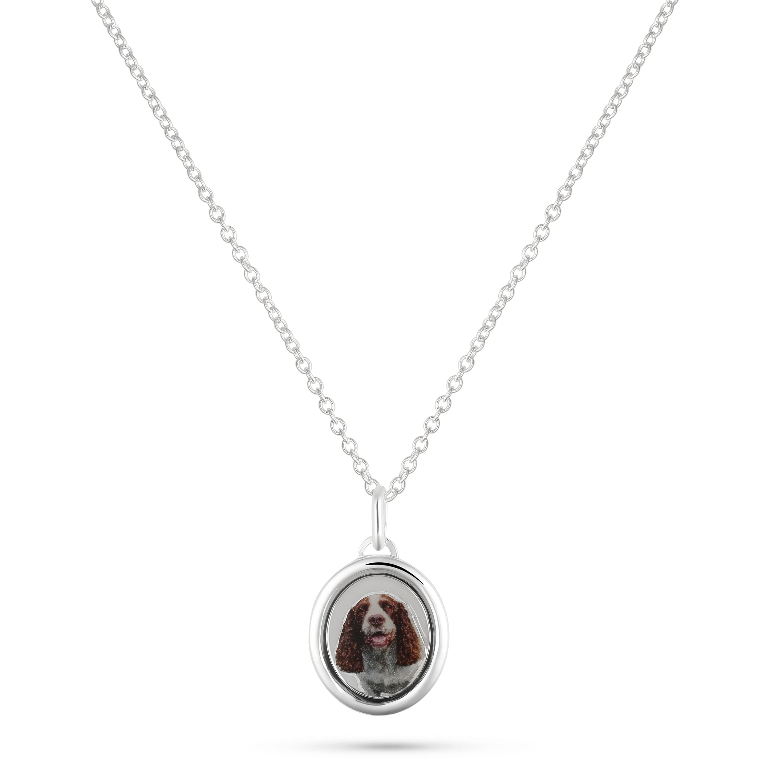 Oval Pet Face Necklace Silver