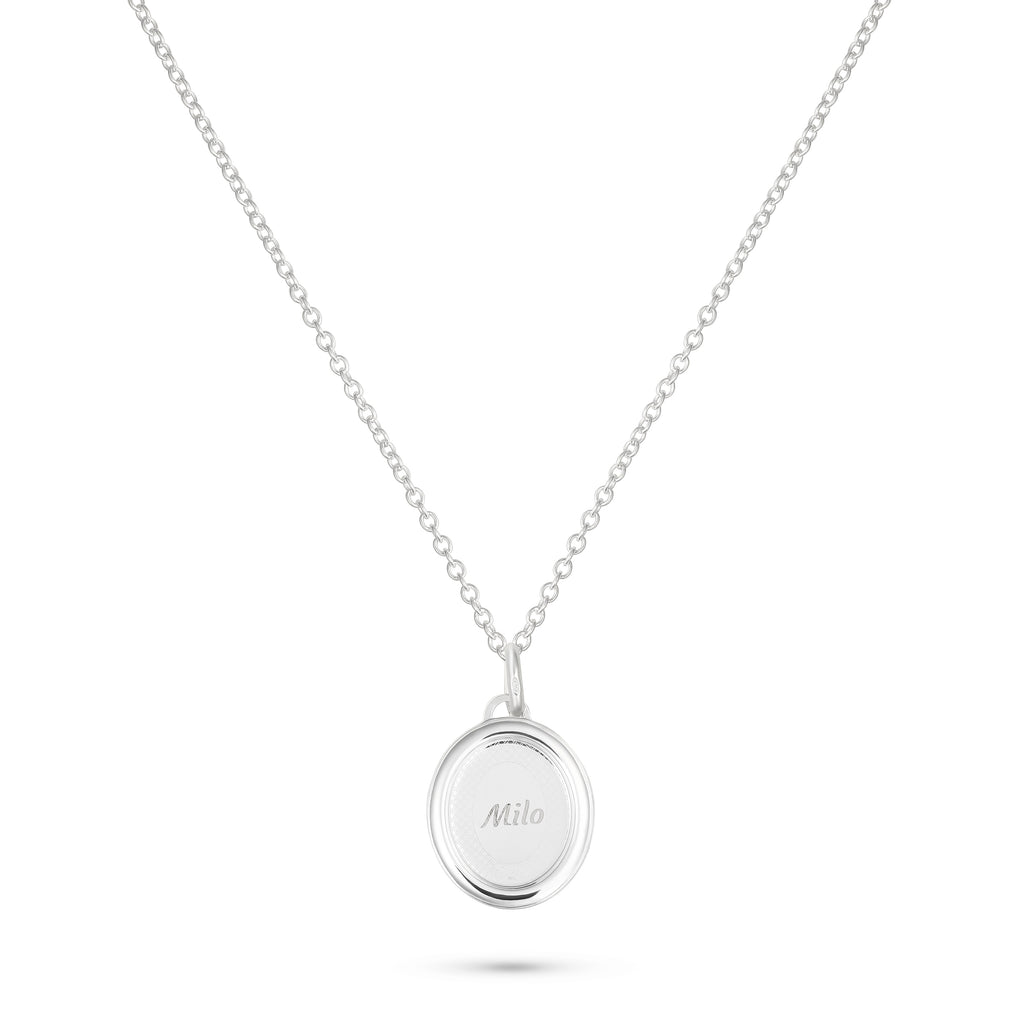 Oval Pet Face Necklace Silver
