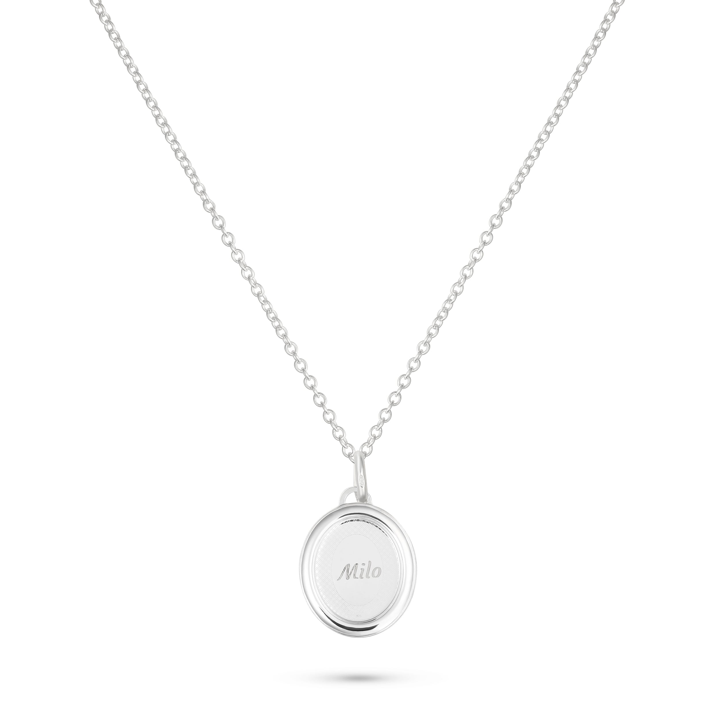 Oval Pet Face Necklace Silver