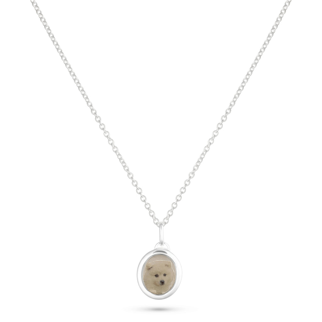 Oval Pet Face Necklace Silver