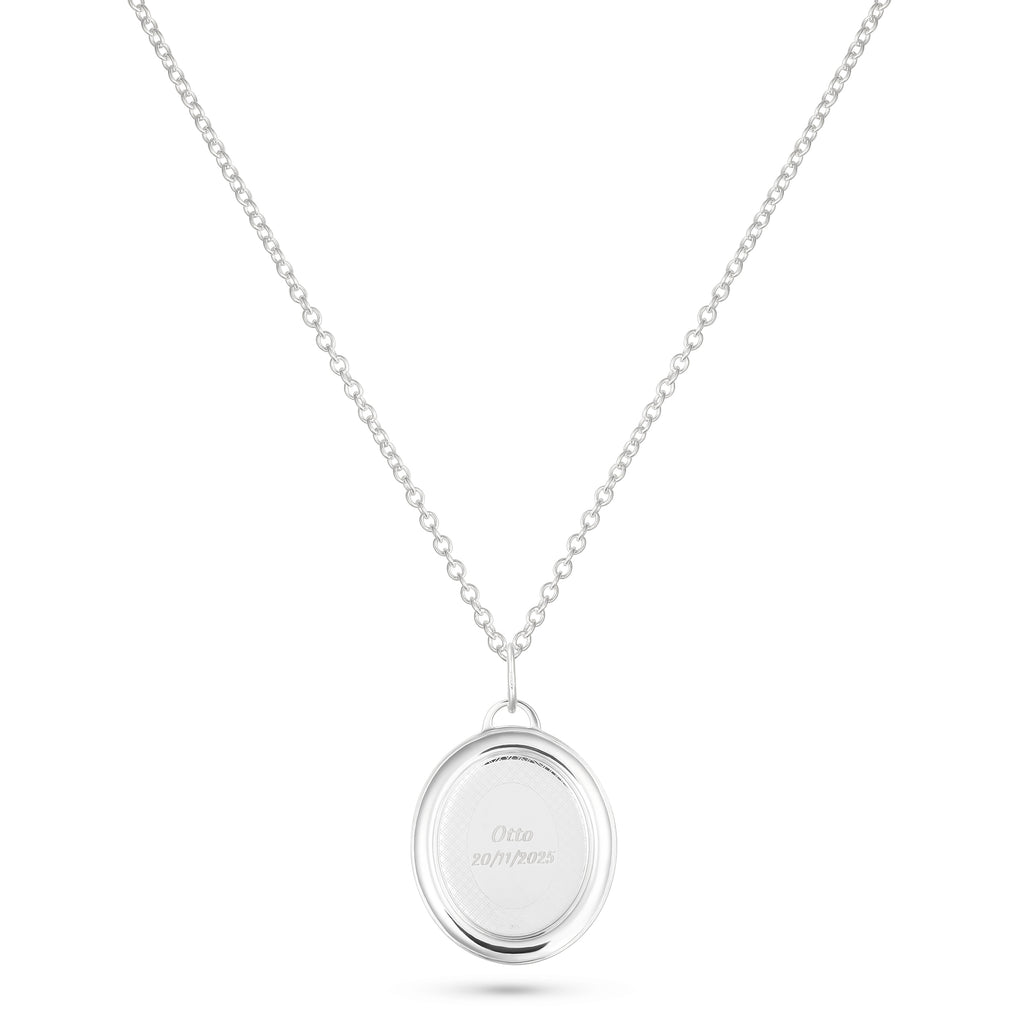 Oval Pet Face Necklace Silver