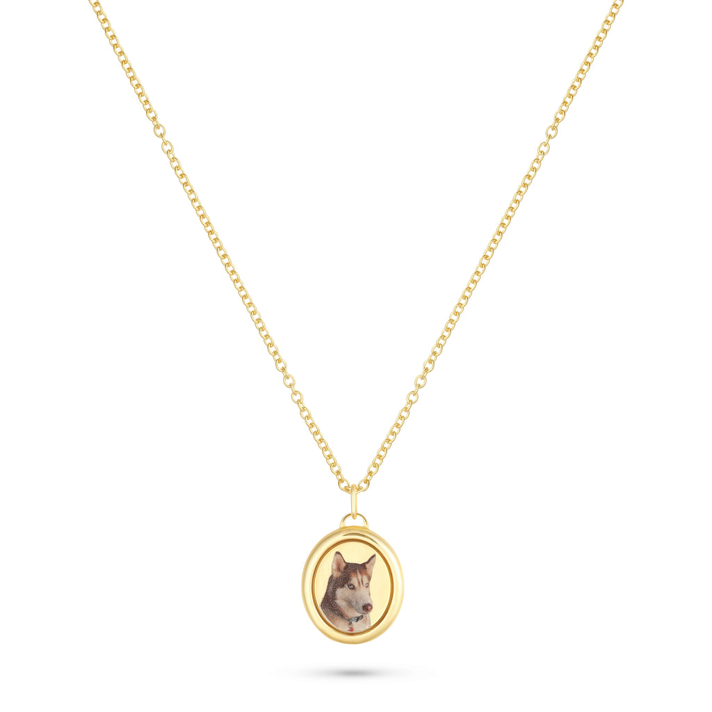 Oval Pet Face Necklace Silver