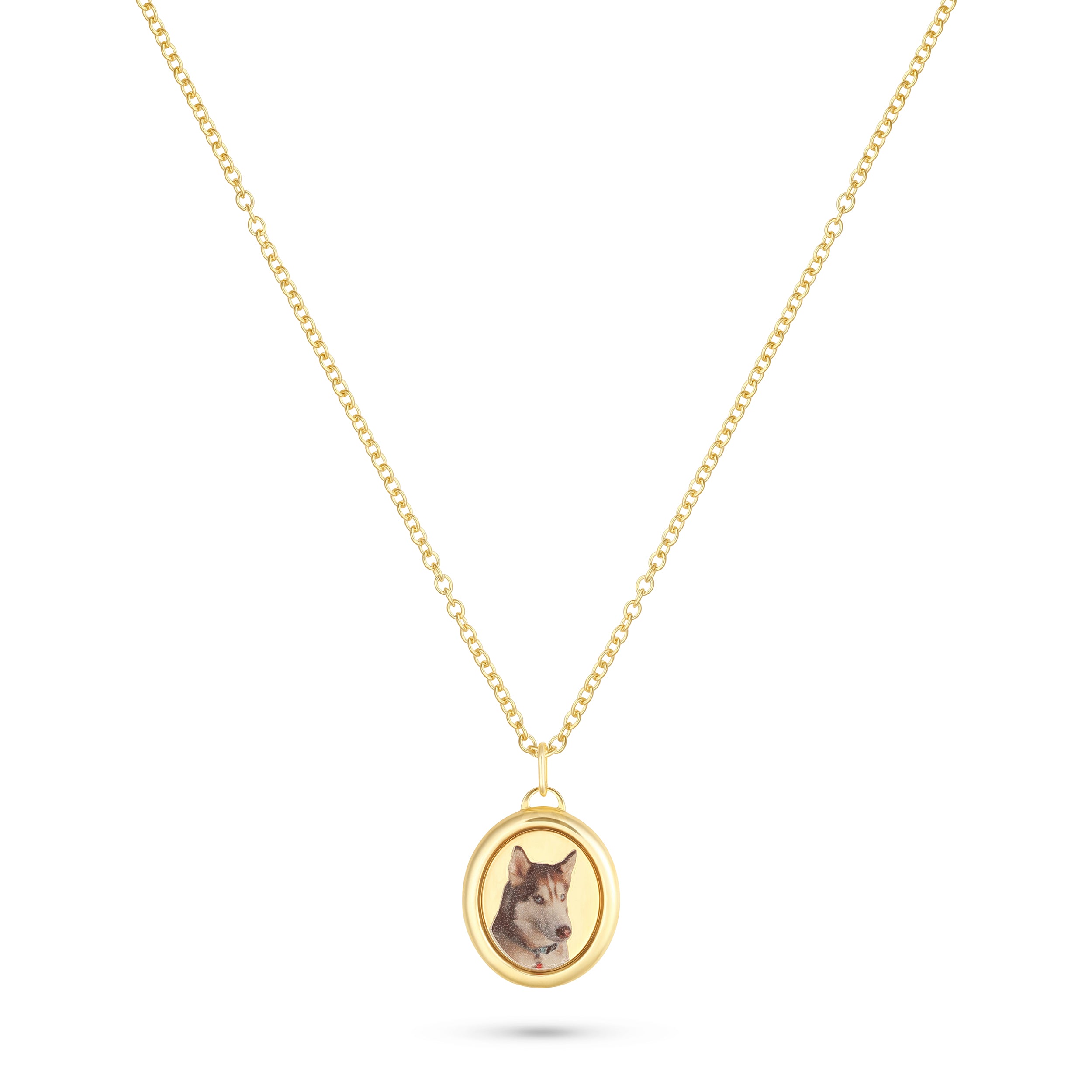 Oval Pet Face Necklace Silver